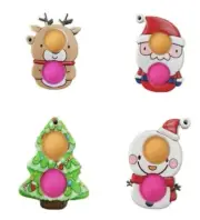 Buy All 4 for £5 Xmas Fidget Pop Keyring Popper Toy Push Poppet Stocking Filler