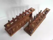 Set Of Two Wooden Test Tube Stand 6 Hole With Drying Rack Vintage Lab Equipment