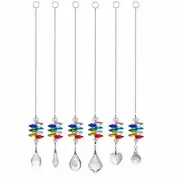Set 6 Colorful Octagon Beads Crystal Suncatcher Pendant Rainbow Wedding Decor