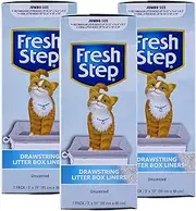 Fresh Step Drawstring Large Litter Box Liners | Heavy Duty Liners for Cat Litter Box | Scented & Unscented Available | Quick & Easy Cleanup, Unscented, Jumbo - 3 Pack