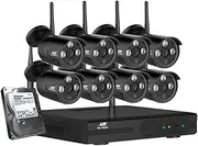 UL-TECH Set of 8 Security Camera, 8 Channel Wireless Surveillance Pet Cameras Hidden CCTV Monitor WiFi Home Safe Outdoor Indoor System, 3mp Full HD NVR P2P with Built in Ir-Cut Black