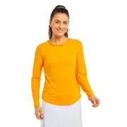 IBKUL Long Sleeve Crew Neck Orange Peel Top with Mesh (83000-ORP)