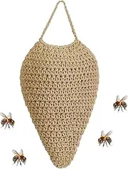 Woven Crochet Wasp Nest Decoy - Faux Wasp Nest,Faux Hornet Hive Hangable Decoration for Outdoor Patio Eaves Garden Orchard Use