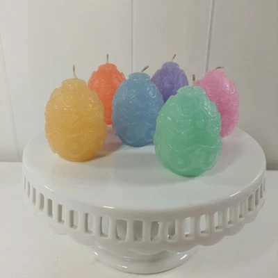 Easter Egg Shaped Candles Floral Designs Scented 6 Colors