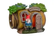 1PK Garden Gnome Welcome Led Solar Garden Statue Ornament Decor 22x11x15cm