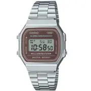 Casio Silver/Brown Unisex Retro Style Unisex Digital Watch A168WA-5AY