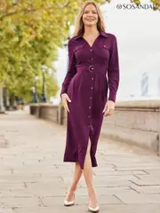 Sosandar Red Utility Shirt Dress (AT6435) | $205