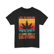 Weed Cannabis Marijuana Stoner T-Shirt 420 Solutions Graphic Tee Funny Stoner
