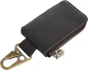 [GALPADA] Men's Slim Wallet with Keychain Leather Coin Purse with Zipper Closure Small Pouch for Earphones and Keys for Business and Travel