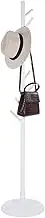 Cloth Hangers Stand, Wooden Freestanding Clothes Organizer Assembled with 8 Hooks, Versatile Cloth Hanging Tree for Coat Hat Bags Scarf, Suitable for Home or Office (White)