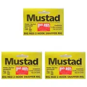 3x Mustad Big Red Snapper Chemical Sharp Rig 2 Hook Set Up X 3 Rigs