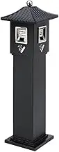 Garbage Cans Vertical Extinguishing Trash can Outdoor with Lid Cigarette Butt Collector Smoking Area Stainless Steel Ash Pillar Outside Trash Bin(Black)