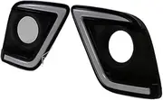 2Pcs Car LED Daytime Running Light DRL Compatible with Toyota Hilux Revo Vigo 2015 2016 Fog Lamp Cover with Yellow Turn Signal Style Relay(Black Frame)