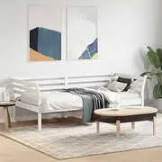 Pine Day Bed with Slats for Bedroom, White Wood Frame - 90x190 cm for Mattress, Loft Bed, Wooden Bedframe Furniture