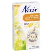 Nair Soft Natural Wax Mini Strips 20 Pack for Face & Small Areas Ready to Use