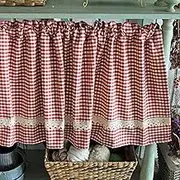 Small curtain Cafe Curtains Small Window Curtains, Checkered Curtain Valances for Windows Treatment Decor Simple Buffalo Check Short Curtain Rod Pocket Valance for Bedroom Living(Red,265x40cm/104x16in