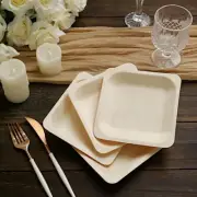 Natural BIRCH WOODEN 6" Square PLATES Party Wedding DISPOSABLE TABLEWARE