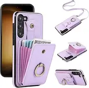 [Asuwish] Mobile Phone Case for Samsung Galaxy S23 Plus S23+ 5G Case with Band Ring Stand Card Slot Foldable Wallet Mobile Phone Cases Cover S23plus 23S S 23 + 23+ Mobile Phone Cases Protective Women's