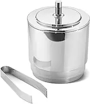 Georg Jensen Manhattan Ice Bucket with Tongs and Lid - Mirror Polished Stainless Steel - Durable Bar Accessory