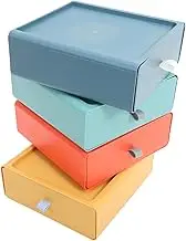 OHPHCALL 4Pcs Stackable Drawer Storage Boxes Multi Function Organizing Container for Desktop Home Office Lightweight Design for Neat and Orderly Space Management