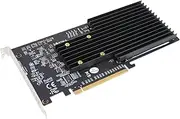 Sonnet M.2 4x4 PCIe 3.0 Card - Up to Four NVMe SSDs - Silent Edition - PCIe x16 - MacOS Compatible