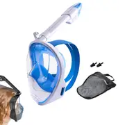 Snorkel Mask with Top Breathing System Foldable Full Face Snorkel Mask with Camera Mount-Blue