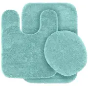 3 Piece Bathroom Rug Set Bath Rug, Contour Mat, Lid Cover Non-Slip with Rubbe...