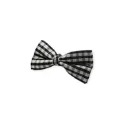 Mens Black & White Plaid Patterned Tinsel Bow Tie