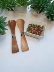 Wooden Salad Utensil Set, Spoon and Fork for Serving 2pcs
