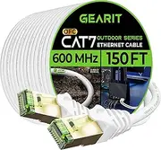 GEARit Cat7 Outdoor Ethernet Cable (150ft) SFTP Shielded Foil Twisted Pair, Pure Copper, LLDPE, Waterproof, Direct Burial, In-Ground, UV Resistant, POE, Network, LAN, Internet, Cat 7-150 Feet