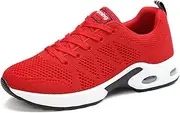 [Orktree] Women Mesh Walking Sneakers Ultra Lightweight Breathable Air Cushion Athletic Shoes Trainer Running Shoes for Women Red