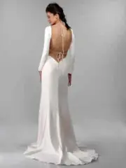 Tulle New York, Antonio Gual, Killian Crepe Long Sleeve Wedding Dress Open Back,