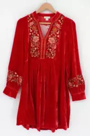 Sundance: Sheena Velvet Dress Ruby Color Small