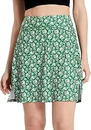 [slimour] Women Print Golf Skirt Travel Skirts with Pockets Swim Skirt High Waist with Shorts