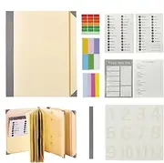 File Pocket Folder - File Folders Paper Expanding File Pocket,Receipt Organizer with Labels Letter Size Office Supplies for Bills, Files & Documents