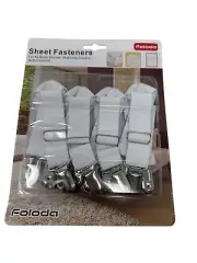 Foloda Adjustable Bed Sheet Fasteners With Elastic Straps & Nickel Plated Clamps