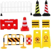 WEKADRIN Pretend Play Traffic Signs for Kids Kids Road Signs Set with Miniature Barriers Cones Stickers Early Learning