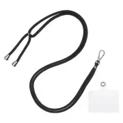 Phone Lanyard Adjustable Neck Lanyard with Transparent Patch Black