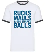 Ruck, Mauls Odd Shaped Balls - Mens Ringer - Rugby League Union England Nations