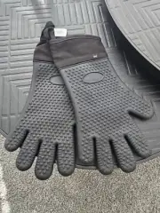 Silicone BBQ Heat Resistant Gloves Grill Pot Holder Cooking Grip Oven Mits Black