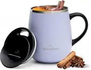 Grandties Insulated Coffee Mug with Handle - Sliding Lid for Splash-Proof 16 oz Wine-Glass Shape Thermal Tumbler with Double Walled Vacuum Stainless Steel to Keeps Beverages Hot or Cold (Sanctuary)