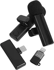 TEHAUX Wireless Clip on Lapel Mic Noise Reduction Recording Microphone Portable for Sports Studio Streaming
