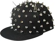 [HAMKVBPR] Baseball Cap Unisex Punk Hip Hop Flat Dance Cap Rivets Flat Brim Hat Hip Hop Baseball Cap Outdoor Sports Hat
