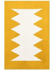 [Double Rugs] Jag Washable Cotton Feel Area Rug in White & Yellow