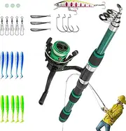 Fishing Kit for Kids | 1.8m Telescopic Fishing Rod for Casting - Kids Fish Equipment, Small Dock Gear Kit, Youth Fish Set, Tackle Starter Set for Boy, Girl