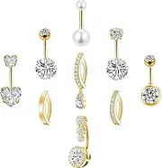 [LEE&RO] Gold Belly Button Ring Gold Belly Button Piercing Belly Ring for Women Surgical Steel Belly Button Rings 14G Navel Ring Belly Piercing Jewelry