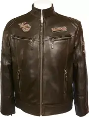 UNICORN Mens Aviator Airforce Real Leather Jacket Brown #M7