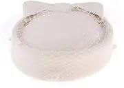 [shamjina] TENOL Women’s Retro Wool Veil Pillbox Hat Fascinator Wedding Party Accessories, White