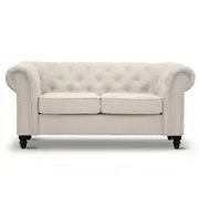 Chesterfield / Hamptons Beige Tufted Button 187CM - 2 Seater Lounge Sofa/Couch