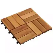 10pcs Interlocking Decking Tiles Acacia Hardwood Outdoor Wooden Flooring Decor